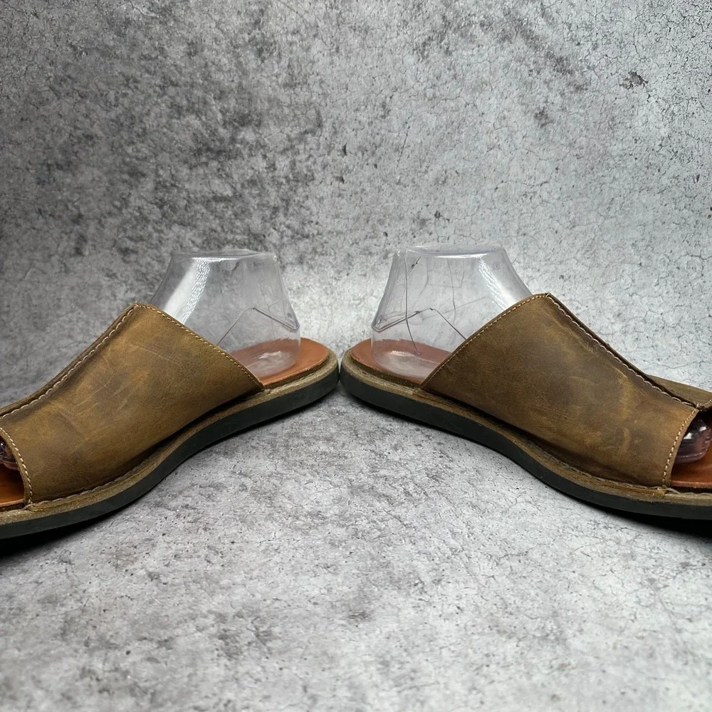 Clarks Lynton Slide Sandals Mens 12 Tan Leather Casual Comfort Summer Shoes
